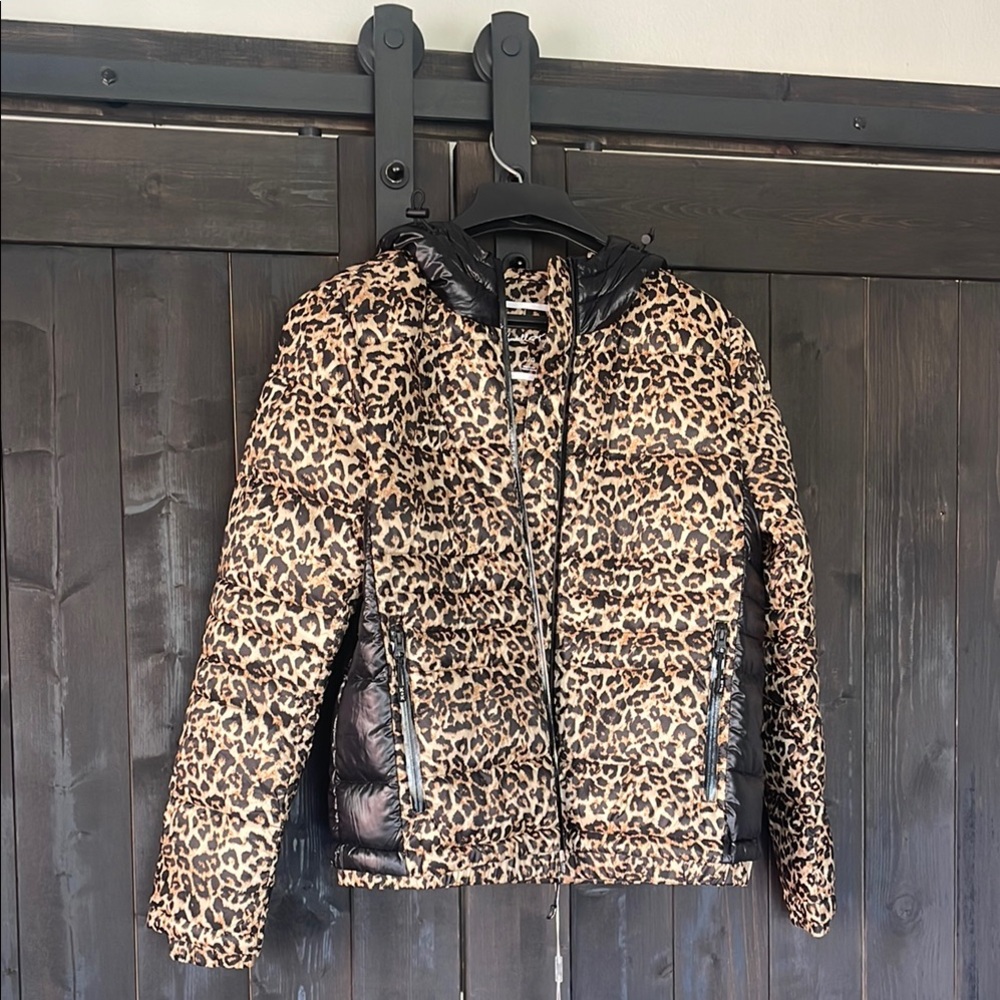 Kendall & Kylie Brown and Black Leopard Print Puffer